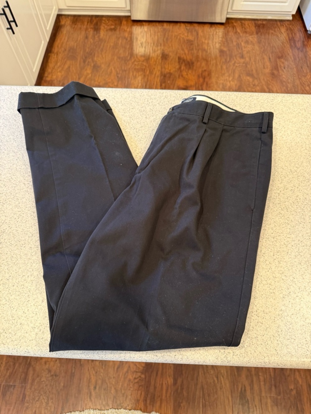 Lands' End Men's Black Dress Pants - Classic Flat Front